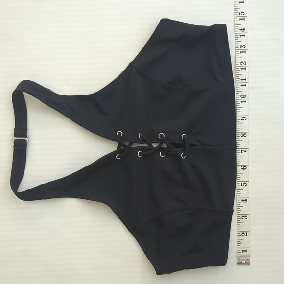 Old Navy Laced Up High Neck Swim Top Large Ebony - Picture 8 of 11